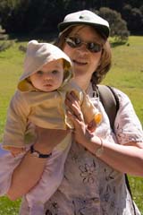 Baby's first hike! Janet and Alice at Point Reyes
